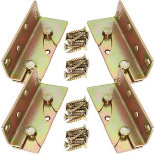 4 Sets Bed Rail Fittings No-Mortise Bed Rail Brackets Heavy Duty Bed Frame Hardware Rust Proof Bed Frame Connectors with Screws for Headboards, Footboards Hold