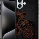 Compatible with iPhone 16 Case,Cool Motorcycle Phone Cover for Men/Women,Soft TPU Anti-Skid Thread and Four Corner Anti-Collision Protection Case Compatible with iPhone 16