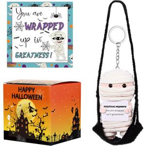 Christmas Stocking Stuffers Adopt Crochet Mummy Knitting Doll Gift with Gift Box Positive Card for Women