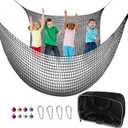 Climbing Cargo Net - 6.5' x 9.8', Double Layer Playground Safety Net with Storage Bag for Kids' Outdoor Treehouse (Black)
