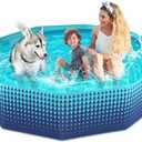 Jasonwell Foldable Dog Kiddie Pool - Hard Plastic Kids Paddling Pool Toddler Baby Swimming Pools for Backyard Collapsible Whelping Box Pet Doggie Cats Wading Pools Bathtub for Puppy Large Dogs 71In