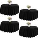 4 Pack Round Tablecloth 90 Inch Black Polyester Washable Fabric Table Covers for Wedding Dining Table Buffet Parties Banquet Decor