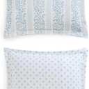 Martha Stewart - Queen Comforter Set, 100% Silky Smooth Cotton Sateen Striped Bedding for Year Round Comfort, 3 Piece Bed Set with Matching Pillowcases (Verbena Stripe Blue)