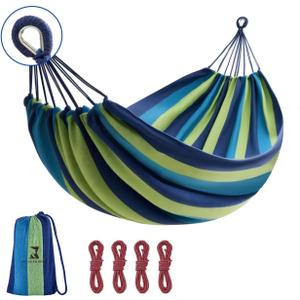 Camping Hammock Comfortable Fabric Hammocks with Tree Straps for Travel Patio Garden, Hanging Sturdy Indoor/Outdoor Hammock Up to 660lbs Portable Hammocks with Travel Bag (Green)