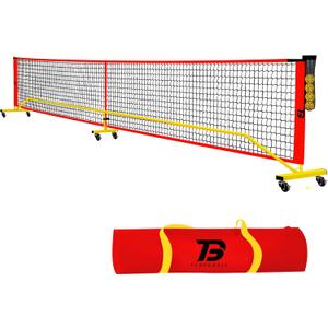 Pickleball Net with Wheels,22FT Regulation Size Portable Pickle Ball Net,with Strong Steel Frame and Wheels,Ball Holder,4 Pickleball Balls,Carrying Bag for Outdoor Indoor Play