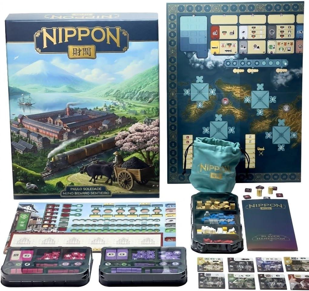 CrowD Games | Nippon: Zaibatsu Emperor's Edition | 1-4 Players | Ages 15 and up | Playtime 60-120 min | Deep Euro Game | Economic Strategy | Variable Setup | Solo Mode | Japan Meiji Era