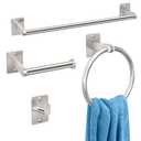 KLJKPA Brushed Nickel Bathroom Accessories Set, 4 Pieces Bathroom Hardware Set, 16 inch Towel Bar, Towel Racks for Bathroom, Robe Towel Hooks, Toilet Paper Holder Wall Mounted