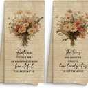 Christian Floral Kitchen Towels Decorative 16x24 Set of 2, Bible Verse Dish Towels Cloths Dishcloths Tea Towel Gifts for Christian Women, Vintage Fall Bathroom Kitchen Hand Towel Decor (Beige Flower-3 (2pk))