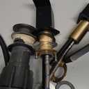 Bathroom Faucets 8 Inch Widespread Bathroom Sink Two Handles Matte Black Modern 3 Hole Waterfall Vanity Sink Faucet for 3 Hole with LED Light with Pop Up Drain