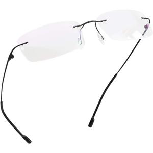 LifeArt Blue Light Blocking Computer Reading Glasses, Mens and Womens Rimless Frame, Anti Eyestrain, +4.00 Magnification (01_858_black)