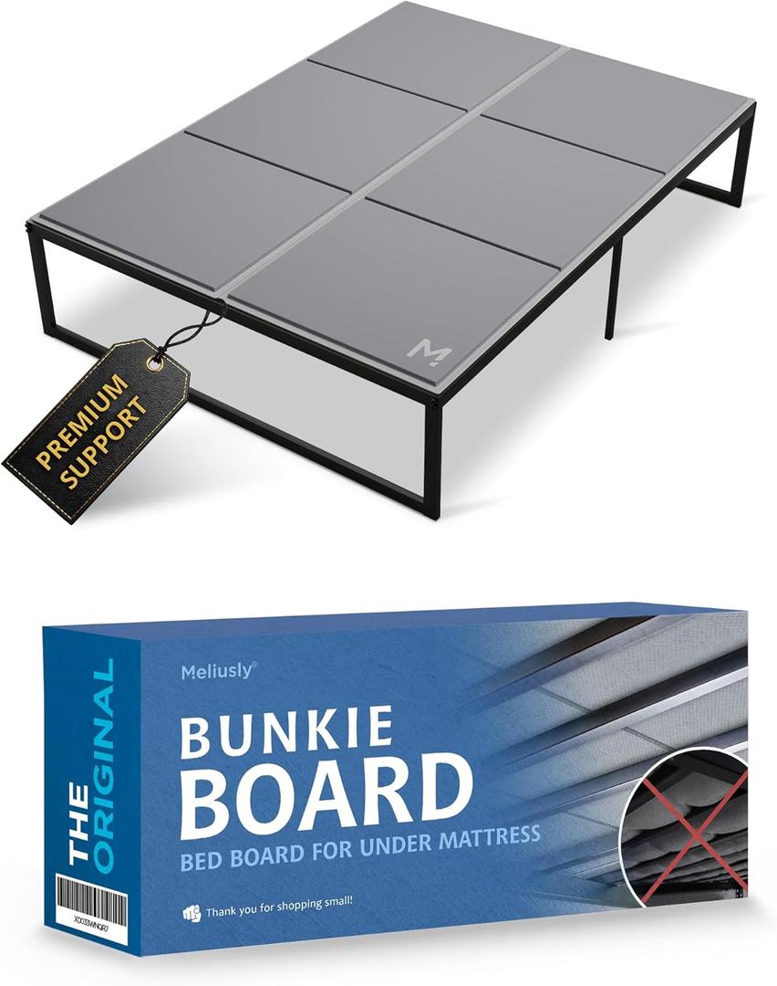 Meliusly Low Profile Bunkie Board Queen Size (60x80) - Non-Slip Breathable Bed Support Board for Slatted Bed Frame, Anti-Sag Under Bed Support, Noise Minimizing Moisture Resistant Bed Board