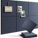 Felt Bulletin Board Tiles -28"x18" Cork Board Alternative for Office Decor, Push Pin Board Wall Organizer 6-Pack - Navy Blue