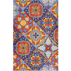 STAYTOP Mexican Talavera Ceramic Tile Pattern Kitchen Towels Set of 4, Super Soft and Strong Absorption Multifunctional Table and Tea Towels, 28x18in