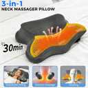 Rechargeable Heated Neck Massager Pillow - Cordless Cervical Neck Pillow with Heat, Deep Tissue Massage and Traction Stretching Functions, Neck Muscle Pain and Stiffness，for Side/Back Sleepers
