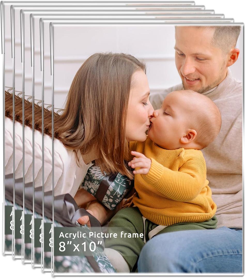 DZZ 8x10 Picture frame,High Transparent Photo Frame,Clear Acrylic 8 x 10 frame,Picture Frames 8 by 10 for Photo Poster Canvas Certificate Document Gallery,Set of 6