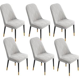 Stretch Curved Chair Covers for Dining Chairs, Semi Circle Back Dining Chair Slipcovers, High Back Kitchen Chair Protector Seat Covers for Restaurant Banquet(Light Gray,6PCS)