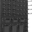 Peg Board Kit, Includes Pegboard and Accessories,with Hooks and Bins,Peg Board Wall Organizer for Office,Ornaments Display,Crafts Organization (66, Black)