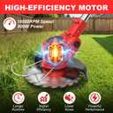 21V Cordless Weed Wacker with Wheels, 3-in-1 String Trimmer/Lawn Edger/Brush Cutter, 2x2.0Ah Battery & 3 Blades, Adjustable Height, Lightweight & Easy for Thick Weeds & Small Yards – Homeowner, 33-47 inches