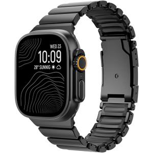 Titanium Band Compatible with Apple Watch Ultra 3/2/1 Band 49mm For iwatch Series 11 10 46mm 45mm 44mm 42mm SE 3/2/1 9 8 7 6 5 4 Men Women,Rubber Lining With Stainless Steel Buckle (Black)