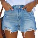 MINGALONDON Women's Denim Shorts Mid Waist Ripped Distressed (Extra Large, B-light Blue)