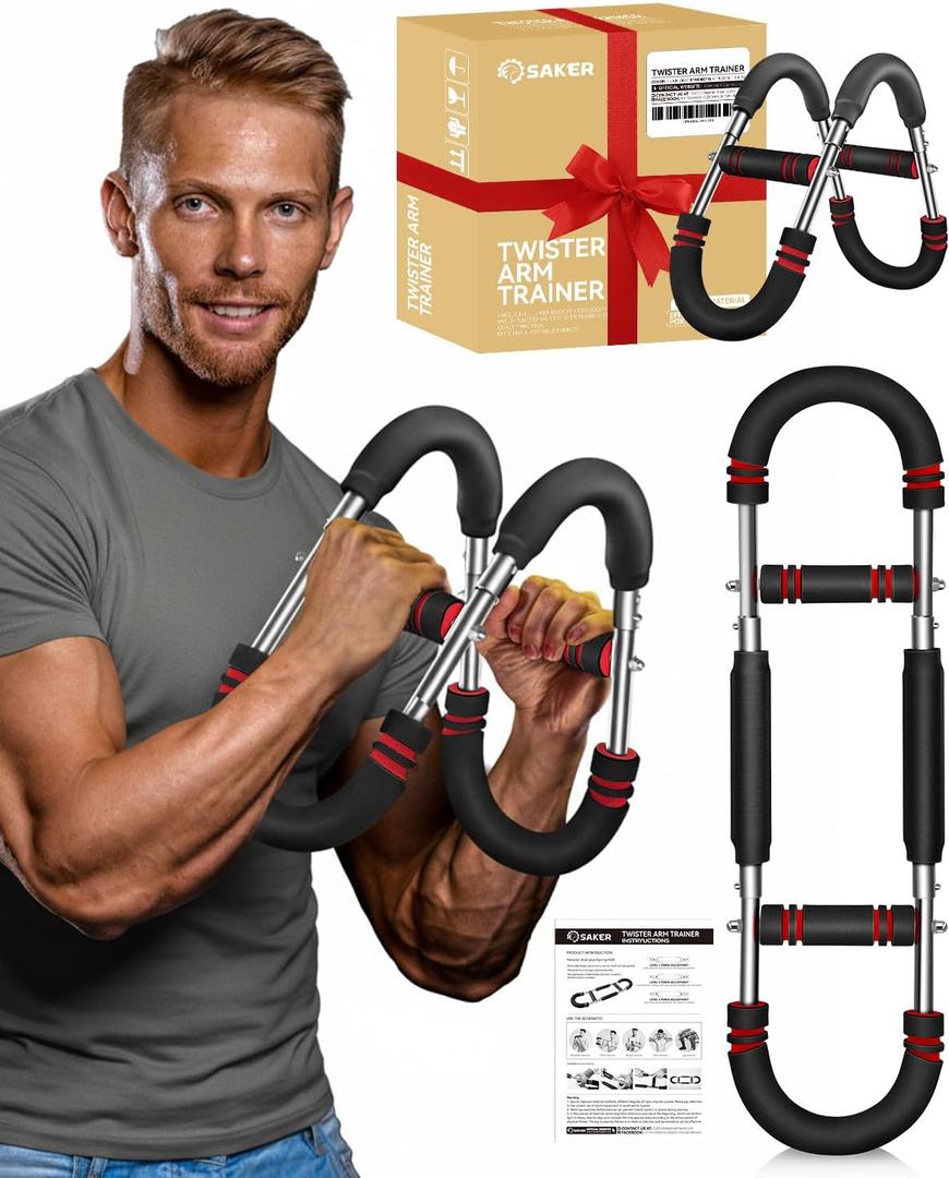 2026 New Saker PowerTwist Arm Trainer, Adjustable Forearm Strengthener, Arm Exercise and Chest Workout Equipment for Home Gym, for Men, Ideas for Fitness Enthusiasts