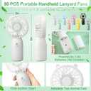 Glooglitter 80 Pcs Mini Portable Fans Bulk Handheld Battery Operated Fan with Lanyard for Makeup Eyelash, Cooling Lightweight Pocket Personal Fans for Indoor Outdoor Travel Use (8 Mixed Colors), about 6 x 3 inches