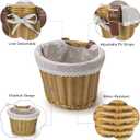CXWXC Kids Bike Basket - Front Bicycle Bike Basket for Girls - Handmade Woven Wicker Bike Baskets with Liner Detachable, Adjustable PU Straps
