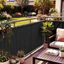 3' x 15' Dark Gary Waterproof Balcony Privacy Screen Cover PU Polyester Fabric Material Height Shield for Deck, Patio, Backyard, Outdoor Pool, Porch, Railing