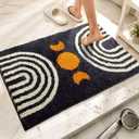 Boho Bathroom Rugs Cute Bohemian Bath Rug Non-Slip Microfiber Abstract Bath Mat for Bedroom Small Carpet Home Decor Soft Funny Black Washable Rugs for Kitchen Entryway/Washbainy/Shower 20x32 inch (1'8" x 2'8" (Rectangular))