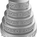 Wenqik 5 Pcs Metal Silver Cake Stand, 16/14/12/10/8 in Round Cake Holder
