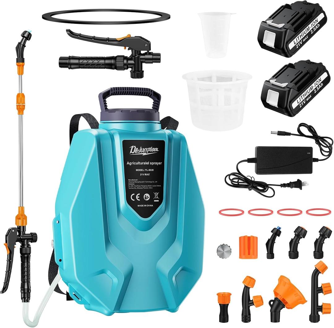 Battery Powered Garden Sprayer 3.2 Gallon, Electric Backpack Sprayer, Weed Yard Lawn Sprayer with 7 Mist Nozzles & Retractable Wand & Adjustable Strap for Lawn, Garden, Yard