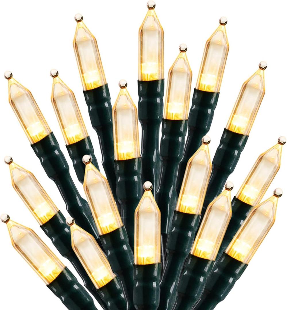 Minetom LED Christmas Mini Lights, 39 Feet 100 LED Clear Bulbs String Lights with 8 Light Modes, Connectable Fairy Lights Plug in for Outdoor Xmas Trees Garland Wreath Holiday Decorations, Warm White