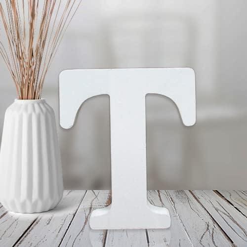 AOCEAN 4 Inch White Wood Letters Unfinished Wood Letters for Wall Decor Decorative Standing Letters Slices Sign Board Decoration for Craft Home Party Projects (T) : Arts, Crafts & Sewing