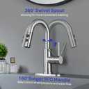 Bathroom Sink Faucet with Pull Down Sprayer, Brushed Nickel Single Handle Pull Out Faucet with Pop-Up Drain, 1 or 3 Hole Laundry Bar Basin Faucet with Deck Plate, KBL-7002BN-CL