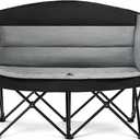 apollo walker Oversized Double Camping Chair for 2 Person - Extra Wide & Heavy Duty 600lbs Camp Couch with Dual Cup Holder & Carry Bag, Camping Loveseat for Outdoor, Lawn, Beach, Park (Regular, Light Grey)