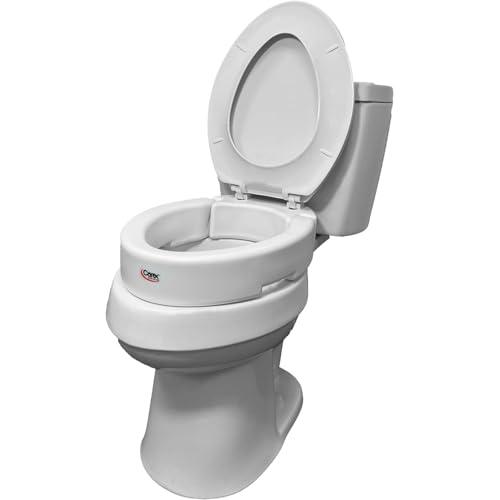 Carex Elongated Hinged Raised Toilet Seat, Adds 3.5 Inches of Height to Toilet, 300 Pound Weight Capacity, Toilet Seat Riser, Elevated Toilet Seat And Handicap Toilet Seat