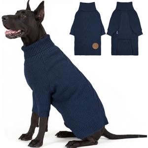 cyeollo 4XL Dog Sweater, Stretchable & Cozy Warm Dog Sweaters for Large Giant Dogs Boy, Pullover Knit Fall Winter Sweatshirt Big Dogs Clothes, Doberman Great Dane Apparel, Navy XXXXL
