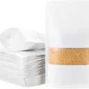 uxcell 50pcs Kraft Stand Up Pouches, 8 x 12 White Resealable Kraft Paper Zip Seal Food Storage Bags Multipurpose Bulk Packing Bags with Matte Window for Dried Fruit Nut Coffee Tea