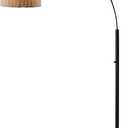 Adesso Bronze Arc Floor Lamp with a Rattan Shade – Modern, Coastal Overhead Accent Light for Bedroom, Living Room, or Home Office, 80” Tall