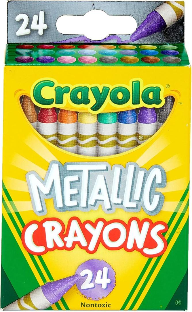 Crayola Metallic Crayons, Kids Art Supplies, 24 Count, Coloring Supplies, Gift for Kids, Ages 3, 4, 5, 6 Crayola Metallic Crayons, Kids Art Supplies, 24 Count, Coloring Supplies, Gift for Kids, Ages 3, 4, 5, 6