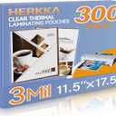 HERKKA 300 Pack Laminating Sheets, Hold 11 x 17 Inch Sheet, 3 Mil Clear Thermal Laminating Pouches 11.5 x 17.5 Inch Lamination Sheet Paper for Laminator, Round Corner