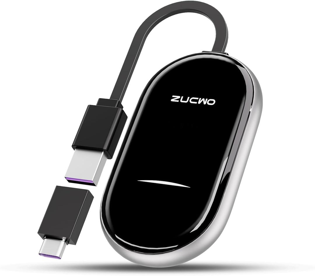 ZUCWO 2-in-1 Wireless CarPlay Adapter and Android Auto Adapter  Converts Wired to Wireless for Cars 2016+, Plug & Play, USB-A to USB-C for iOS10+/Android 11+