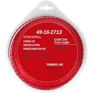 Trimmer Line 49-16-2713 for Milwau-kee Trimmer 2725-20 Weed Eater String -red 0.095-250ft (Red Twisted) (Red 01)