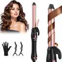 Ufree Automatic Rotating Curling Iron  1 Inch Ceramic Barrel Curling Wand for Medium to Long Hair & Beach Waves, Self-Spinning Hair Curler with LCD Display 250F430F, Dual Voltage, Rose Gold