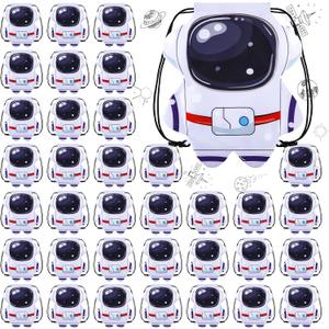 Kingdder 36 Pcs Outer Space Party Favors Astronaut Drawstring Bags Space Themed Astronaut Goodie Bags Gift Backpack for Kids