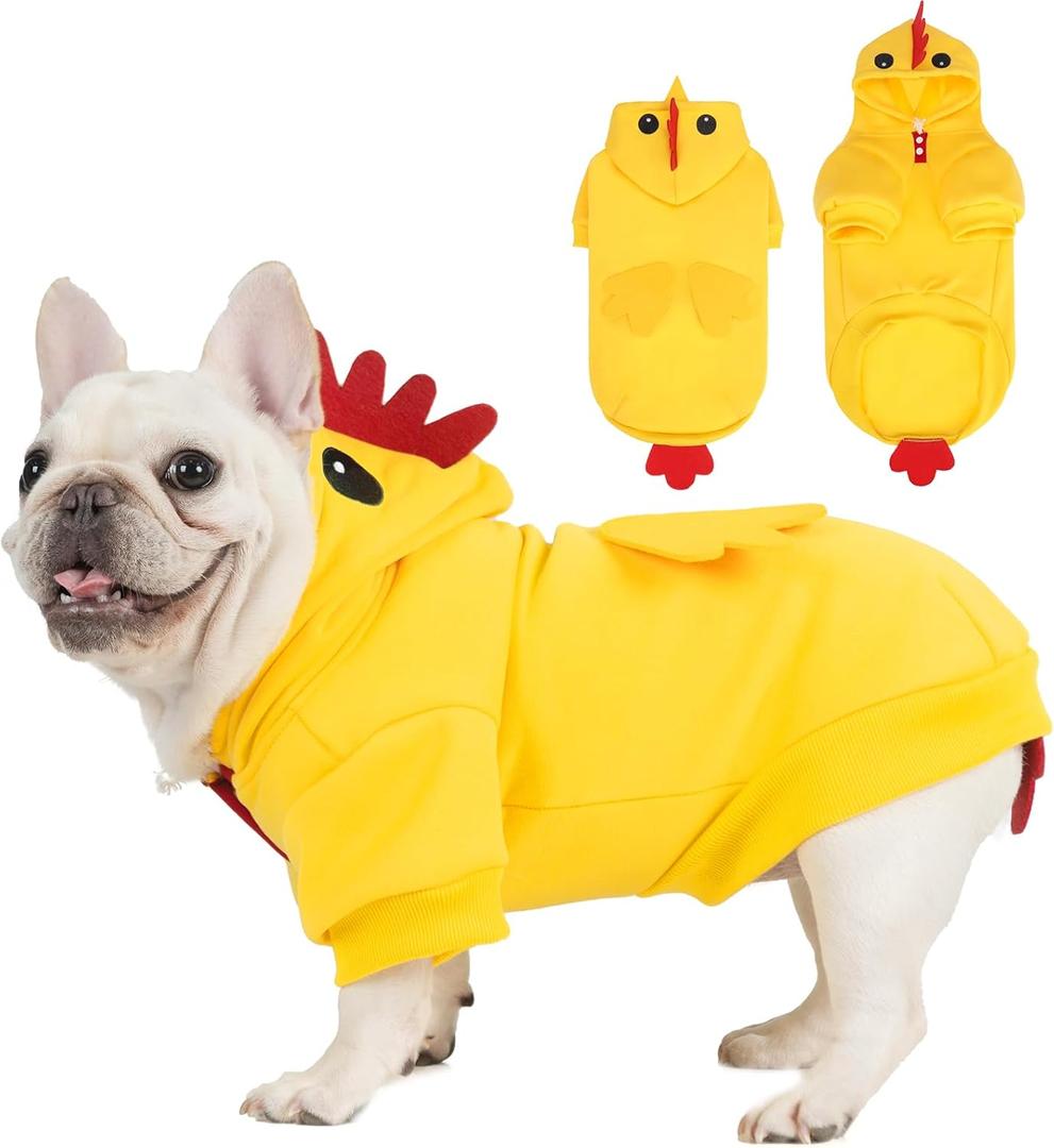 Dog Chicken Costume Cosplay for Small Medium Large Dogs, Dog Halloween Costume Hoodie, Soft Sweater Sweatshirt, Funny Pet Hoodie Clothes Outfits for Puppy Cats Boys & Girls Large