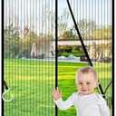 Magnetic Screen Door Fit Door Size 28 x 80 inch, Screen Size 30" x 82" Reinforced Screen Door Middle Opening French Door Mesh with Full Frame Hook&Loop, Black