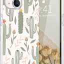 Compatible with iPhone 14 - Beautiful Flowers Cactus Printed Shockproof Protective Case With Unique Design for Women Girls TPU Cover