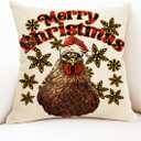 18'' x 18'' Christmas Pillow Cover Case Funny Chickens Christmas Throw Pillow Cover Merry Christmas Decorations Xmas Decoraciones for Christmas Home Sofa Bed.