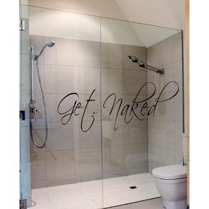 Get Naked Wall Decal Vinyl Bathroom Wall Art Stickers (10'' X 34'', Black)